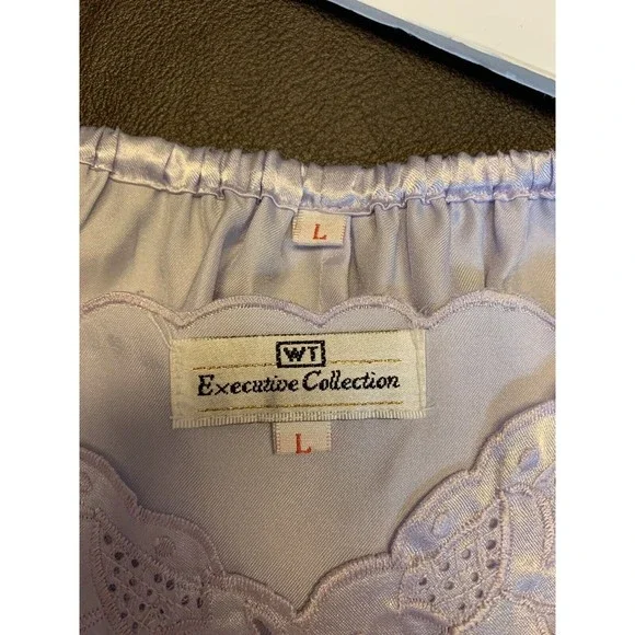 Vintage‎ 2 PC Pajamas Camisole & Shorts Shiny Silky Nylon Lace Detail Size L - Picture 5 of 6